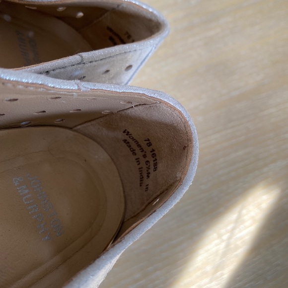 Johnston & Murphy Penelope Loafers Perforated Metallic Gray Suede size 6.5 - Picture 8 of 8